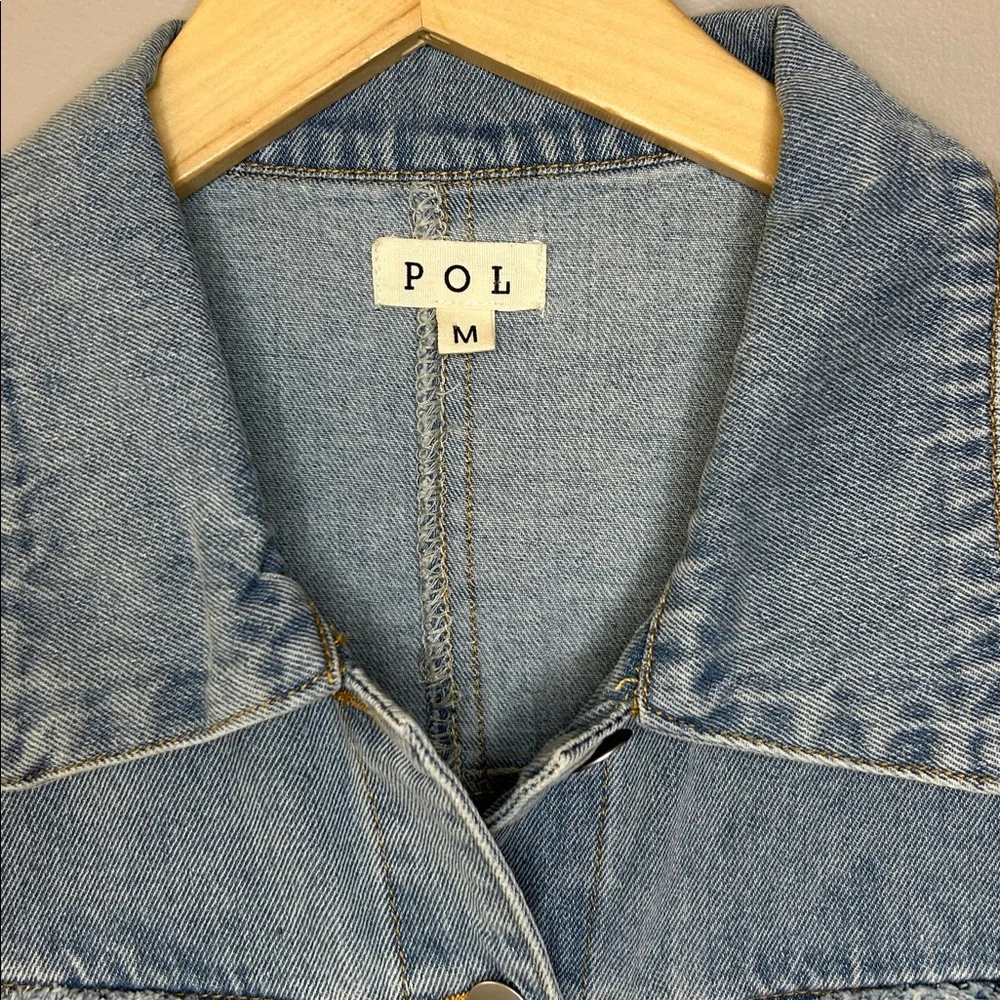 POL Oversized Patchwork Denim Jean‎ Jacket Size Medium Boho Vintage - Picture 2 of 9